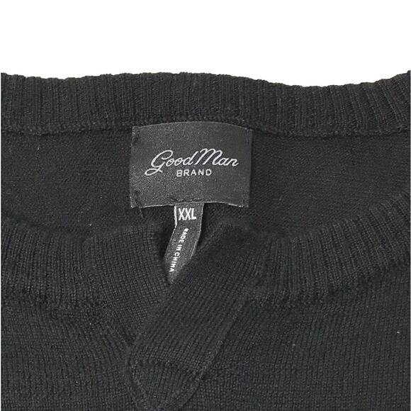 GOOD MAN V-Notch Merino Wool Sweater Men XXL Black Luxury Minimalistic Business - Picture 6 of 11